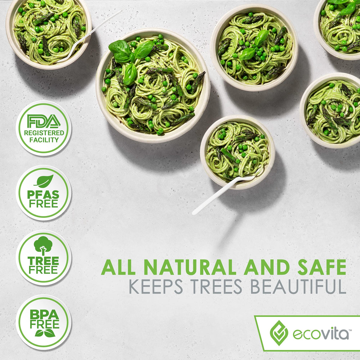 100 Compostable Paper Plates 150 Disposable Plates Eco - Ecovita Official Imagery - 4