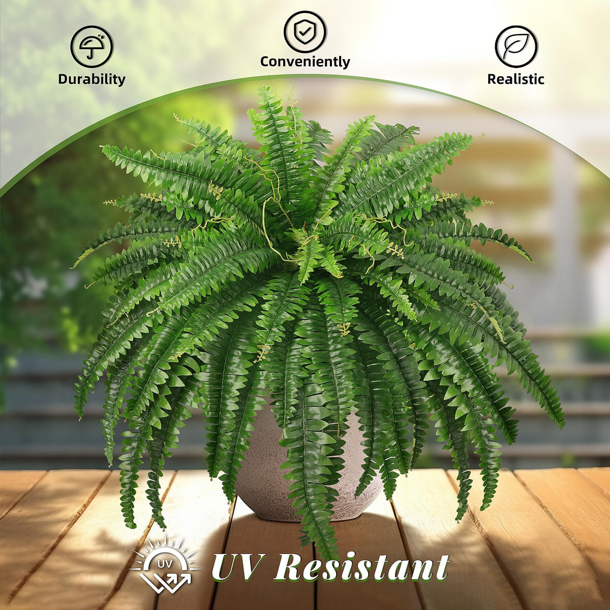 45 Fake Ferns Artificial Bush Plants for Outdoors 2 Pack - FOREST PRINCE Official Imagery - 6