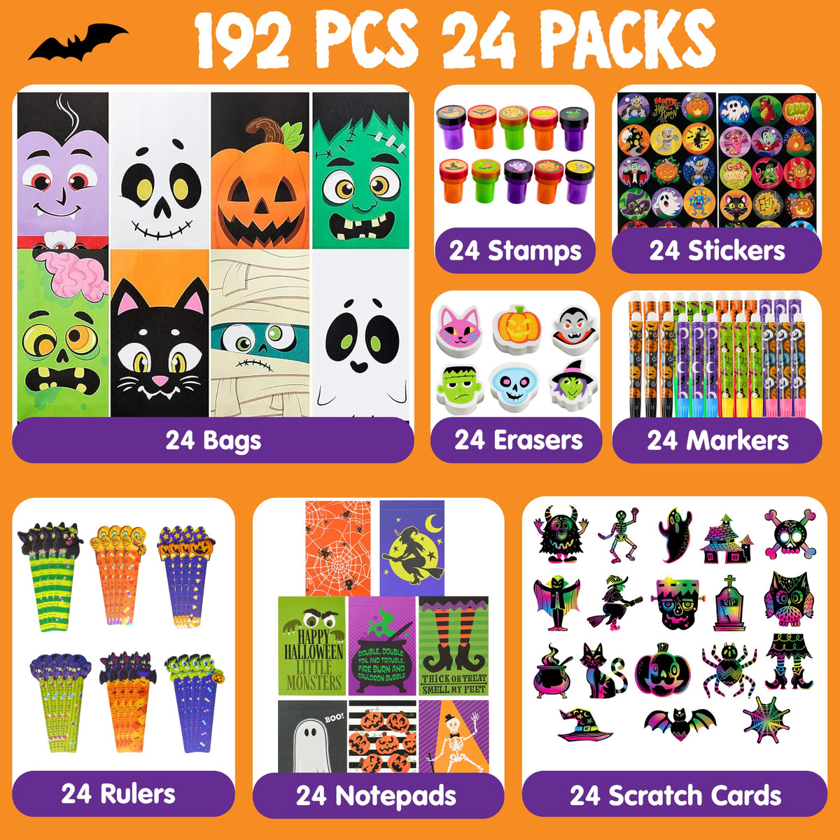 JOYIN 192PCS Halloween Stationery Set Trick or Treat Gifts - JOYIN Official Imagery - 5