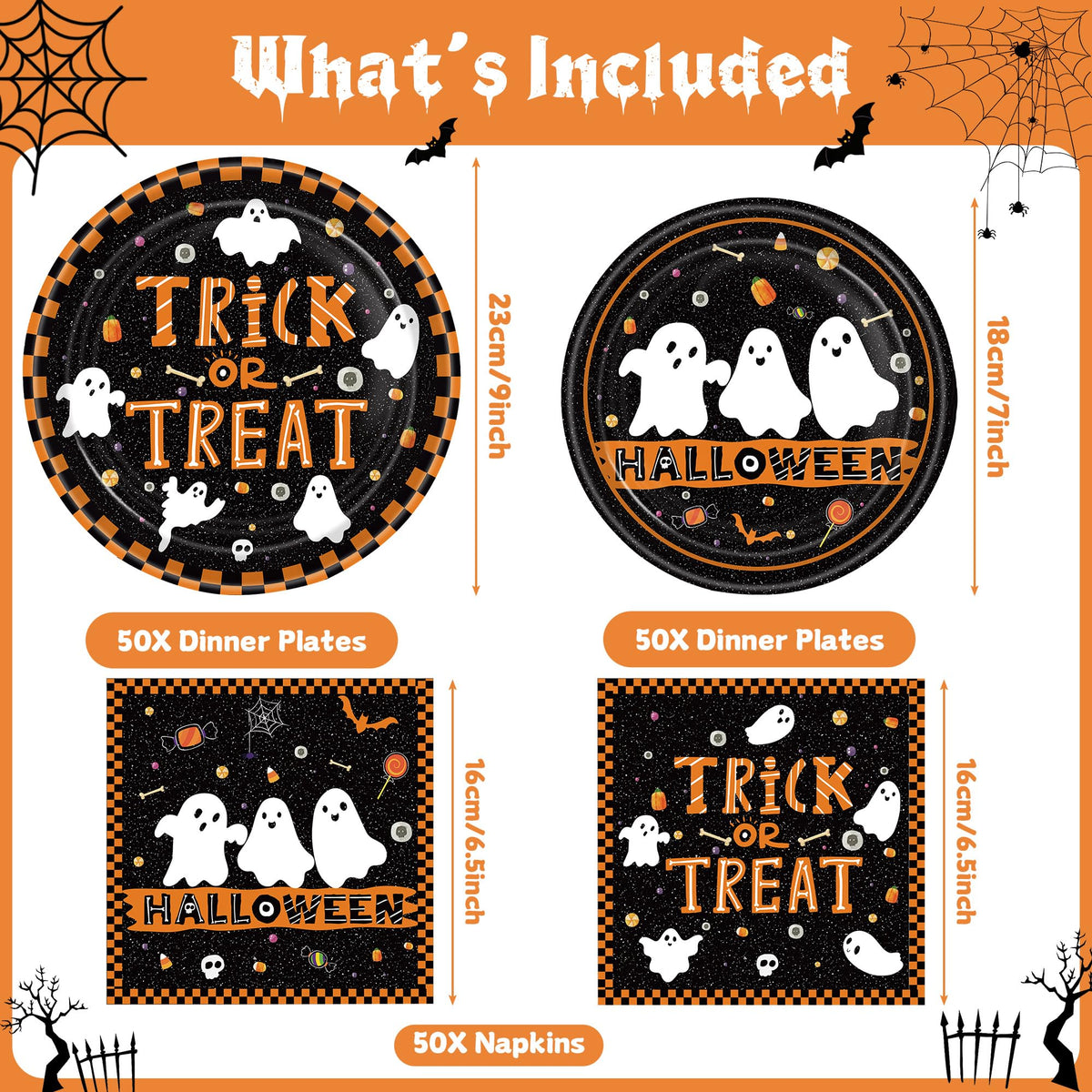 150Pcs Halloween Party Supplies Cute Ghost Trick or Treat - KLYMVA Official Imagery - 4