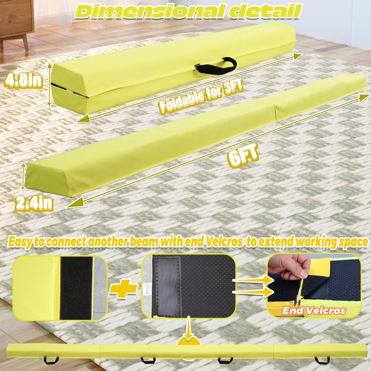 6FT 8FT 9 5FT Folding Balance Beam for Kids Ages 3 12 - PreGymnastic Official Imagery - 4