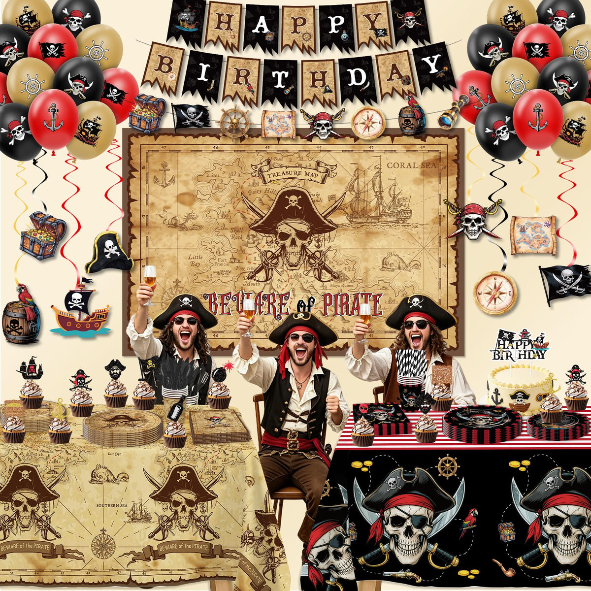 Pirate Party Decorations Pirate Birthday Party Supplies - HOAKWA Official Imagery - 7