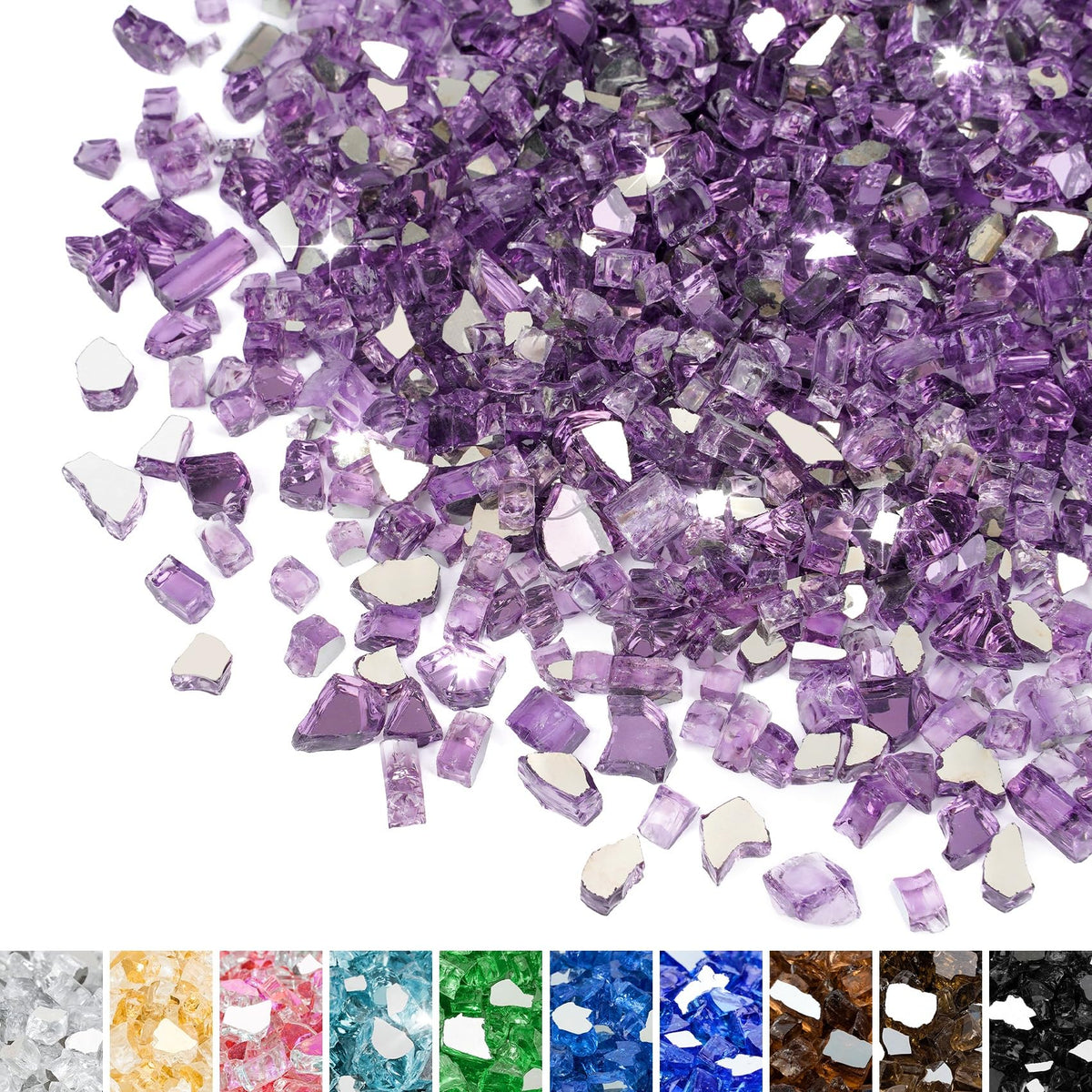 10 lbs High Luster Fire Pit Glass 1 4 Inch Reflective Purple - Mr. Fireglass Official Imagery - 2