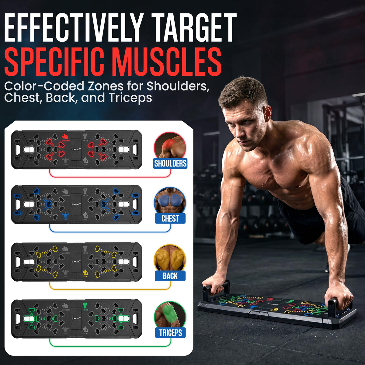 Portable Push Up Board Gym Kit 25 in 1 Foldable Push Up - ELIKNAZ Official Imagery - 4