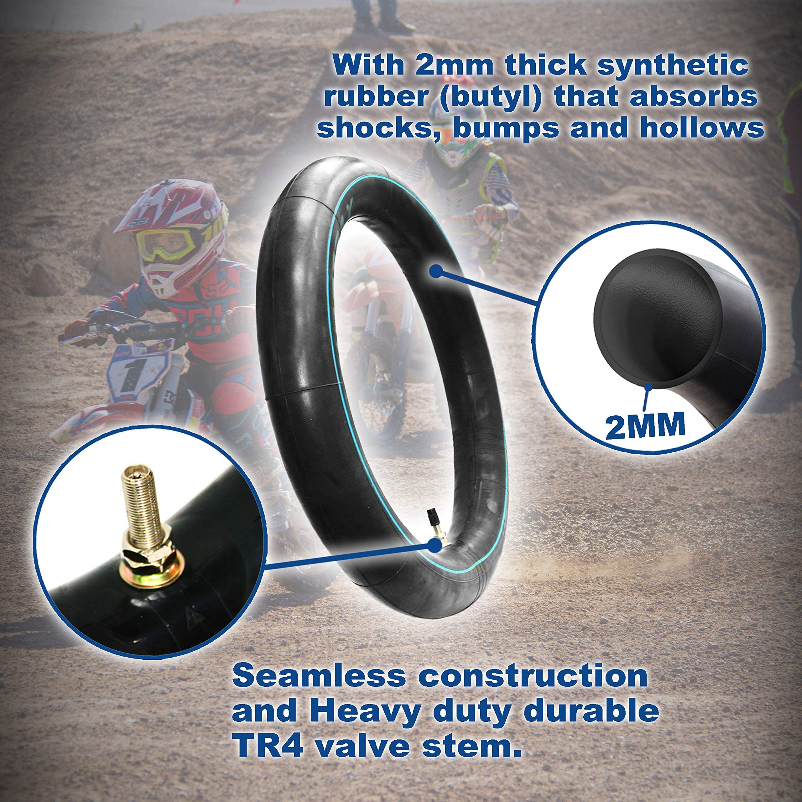 PIVOTRAX 3.00-12   12" Heavy Duty Inner Tube - 2mm - TR4 Valve Ho - PIVOTRAX Official Product View 4
