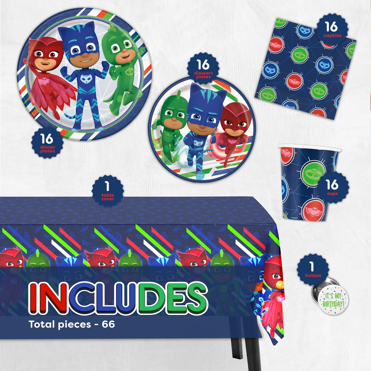 PJ Masks Birthday Party Supplies and Decorations with Table - Unique Official Imagery - 3