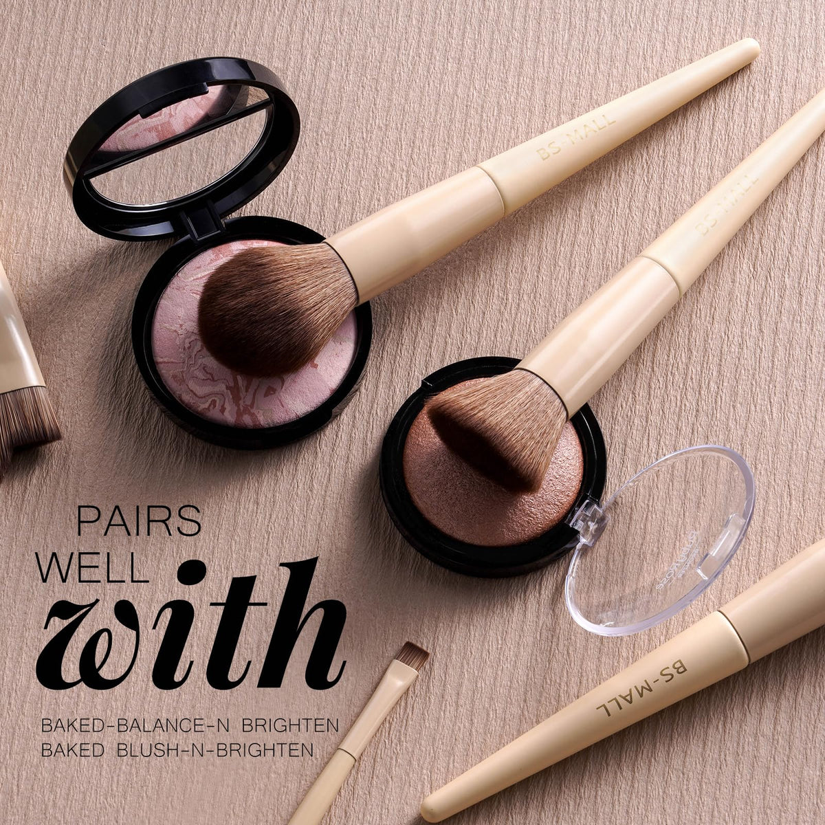 Professional Makeup Brush Set with Travel Case 18 Pcs for - BS-MALL Official Imagery - 4