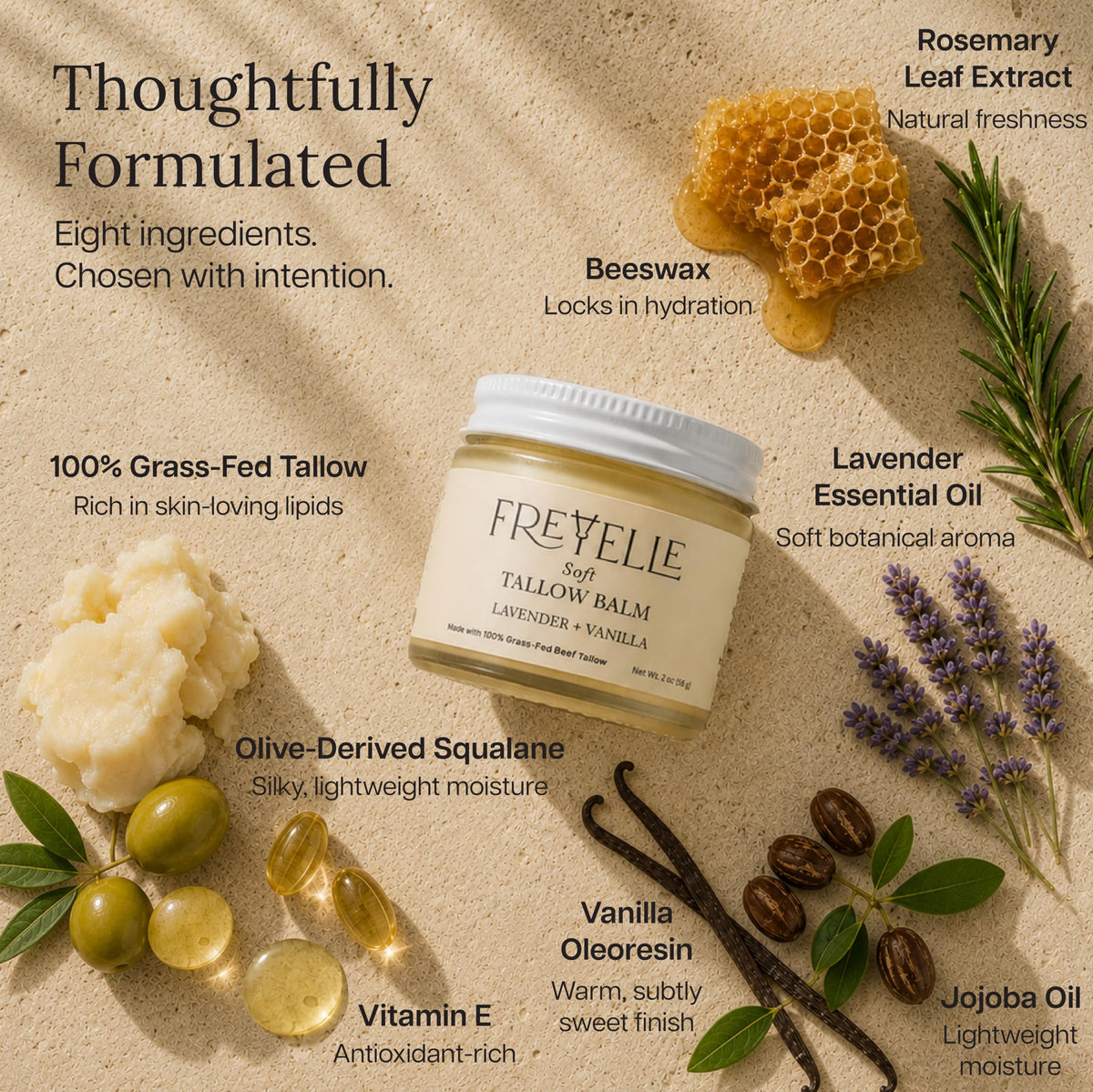 100 Grass Fed Beef Tallow for Skin Face - FREYELLE Official Imagery - 5
