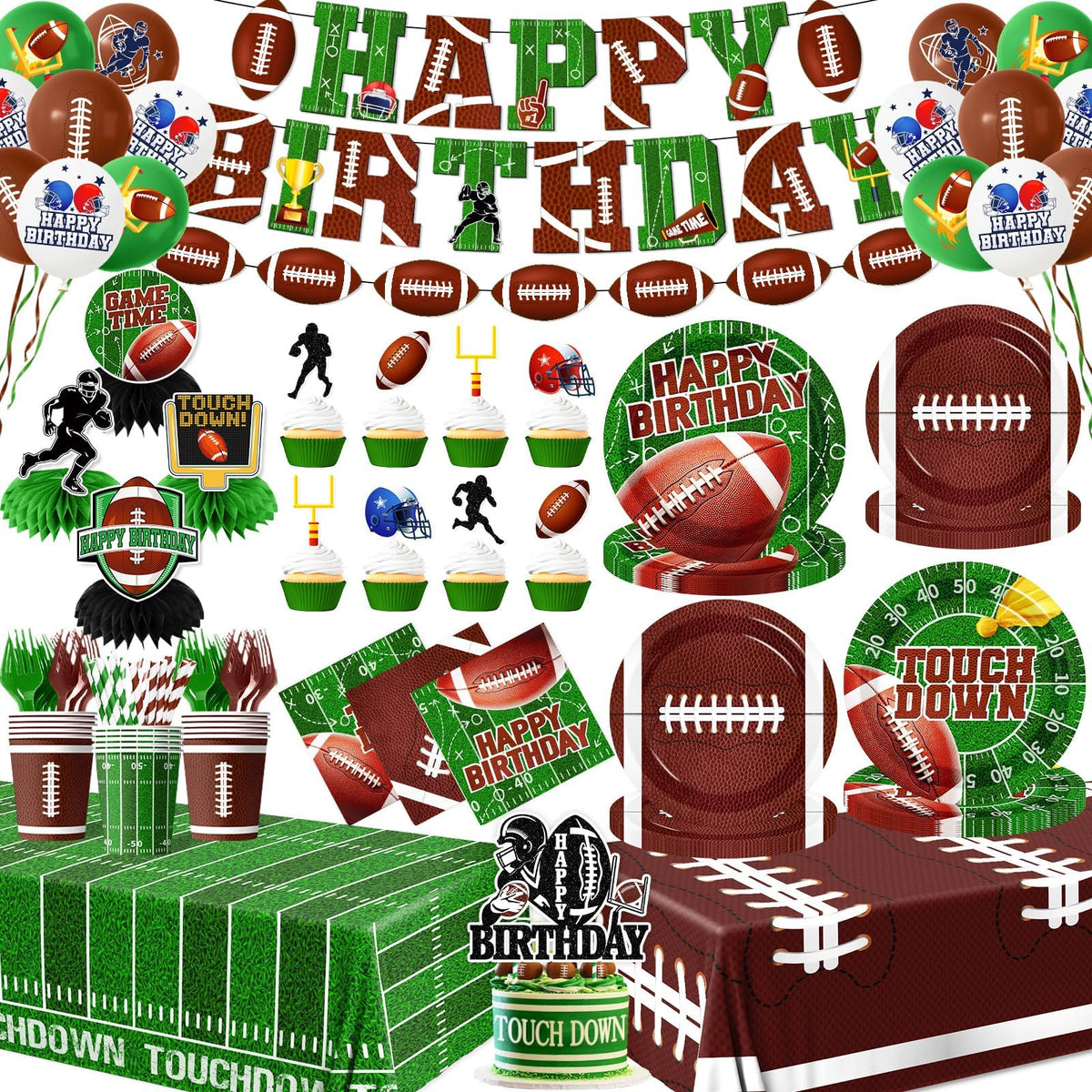 Football Birthday Party Decorations 191Pcs Football Party - CMUSKO Official Imagery - 1