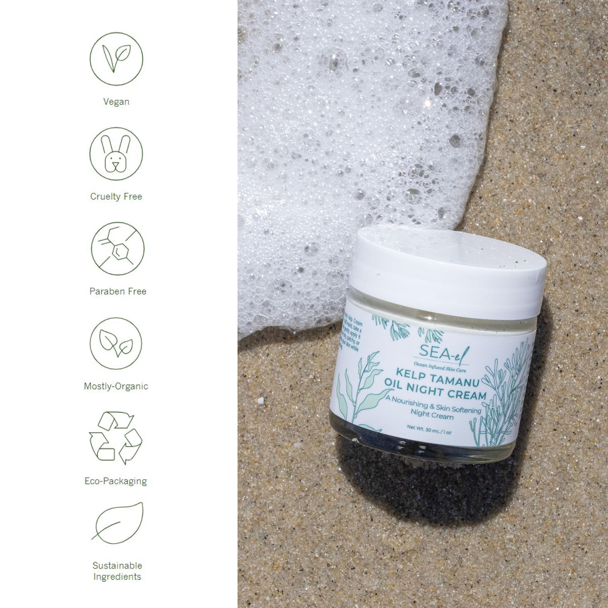 Sea El Kelp Tamanu Oil Night Cream Hydrating Face - Sea-El Official Imagery - 4