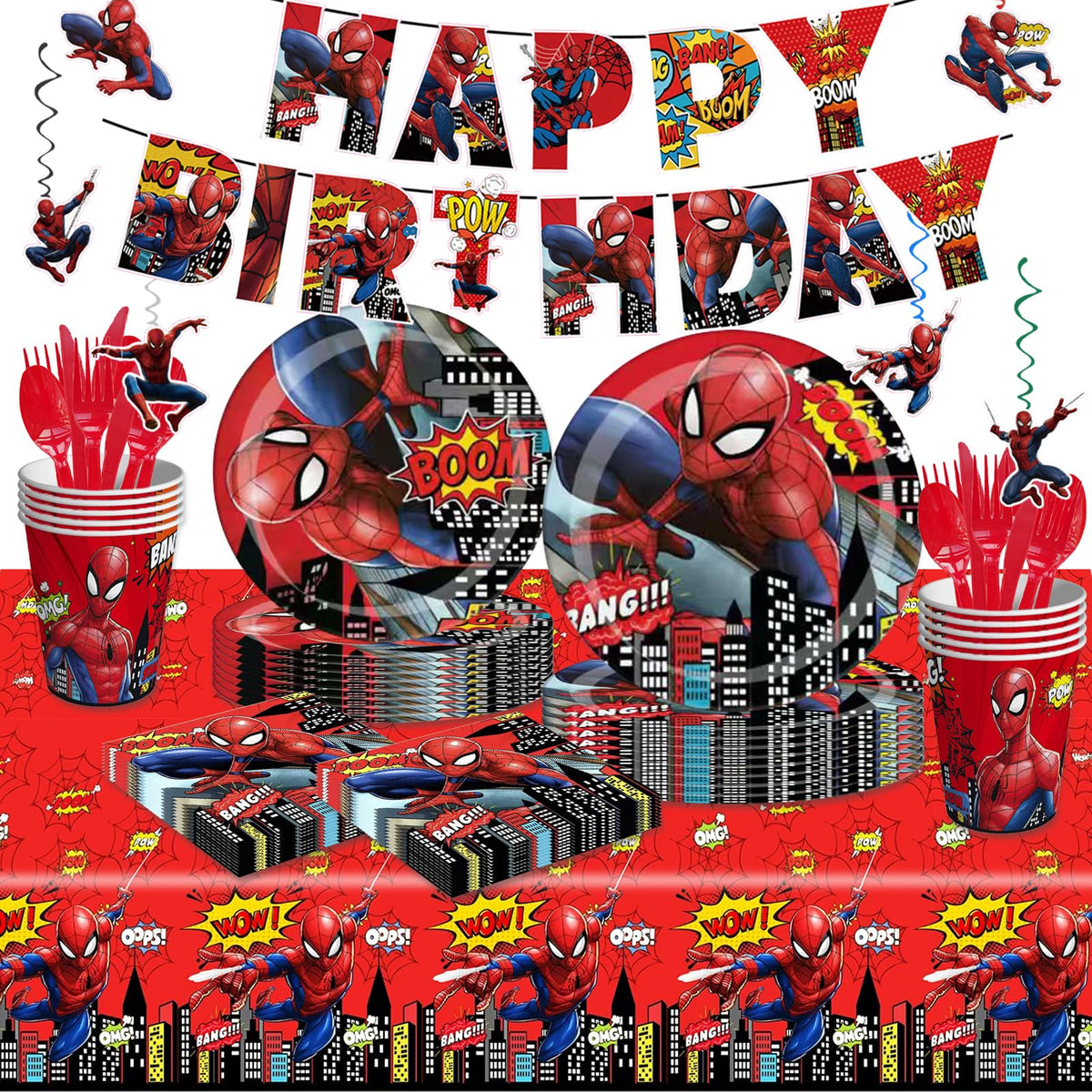 118 Pcs Spider Birthday Party Supplies Set Spider Theme - IKTMGFS Official Imagery - 1