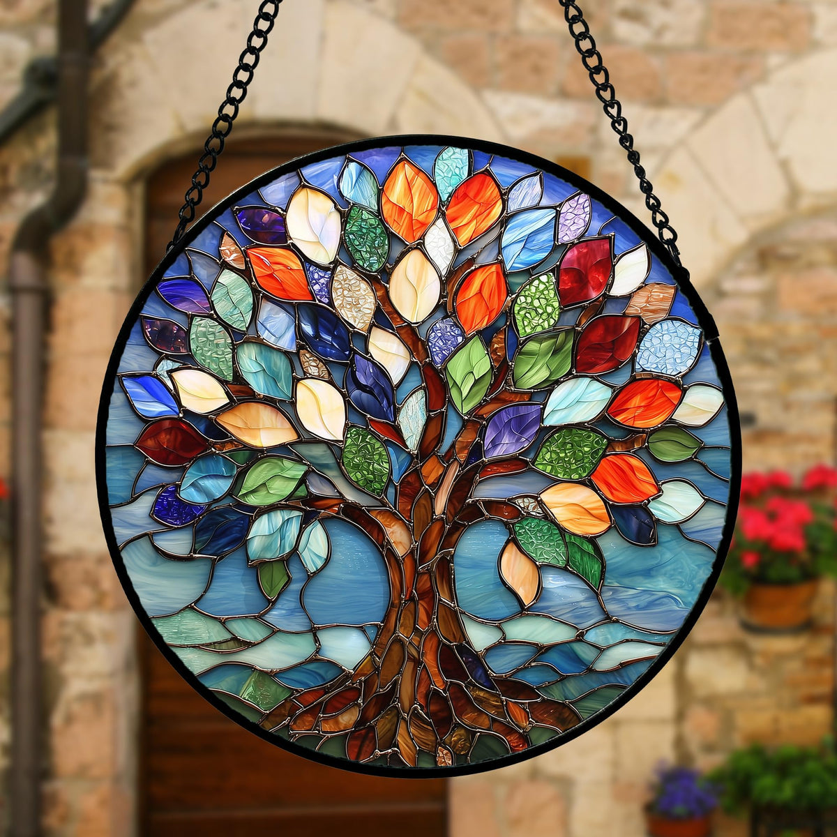 Colorful Tree of Life Stained Glass Window Hanging - DASTOLL Official Imagery - 6