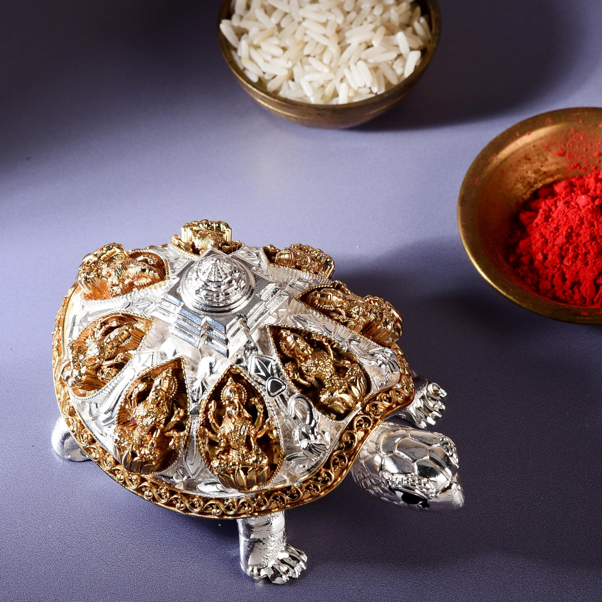 DHRUVS COLLECTION 24k Gold 999 Silver Plated Tortoise Turtle - DHRUVS COLLECTION Official Imagery - 3