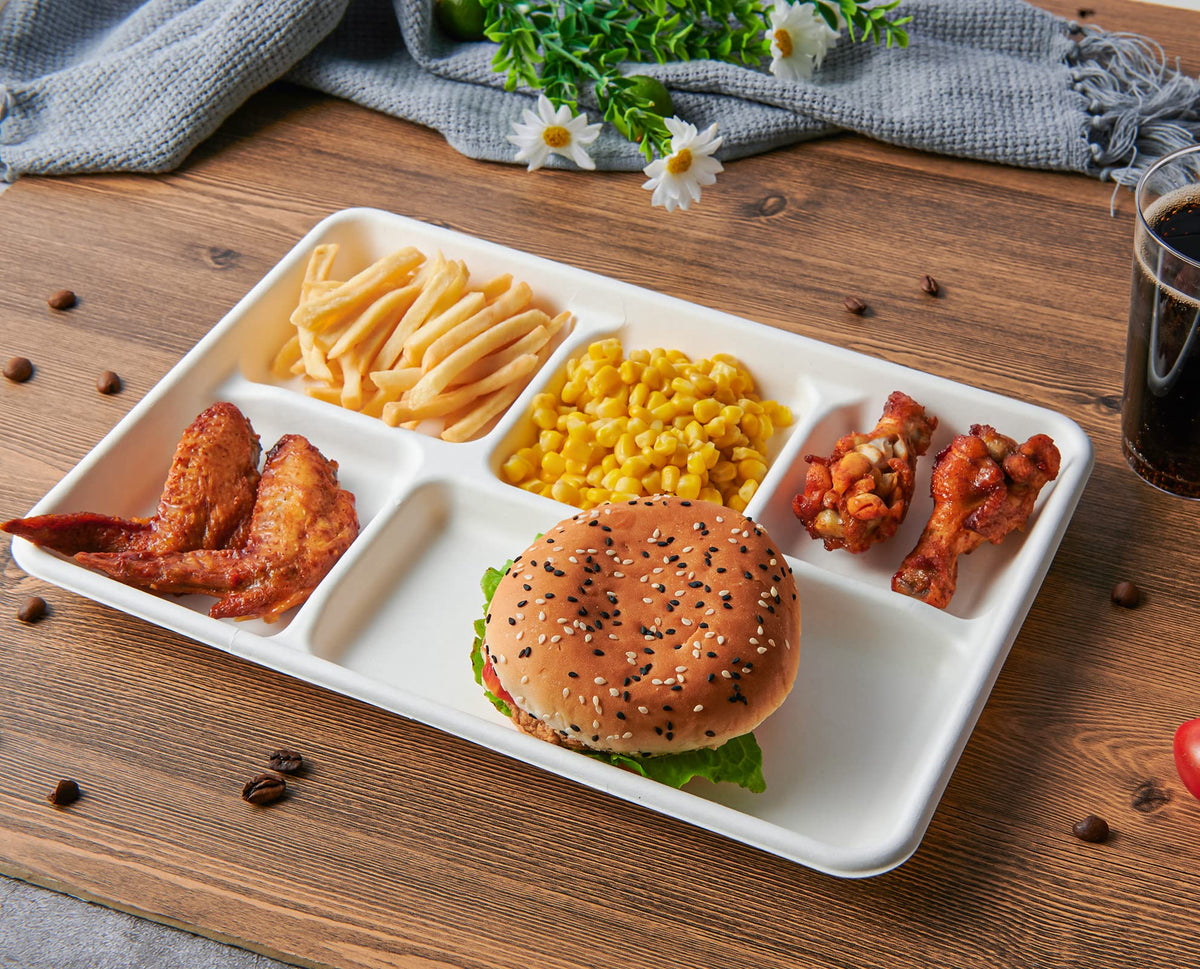 Vplus Compostable 5 Compartment Paper Plates 100 Pack 12 5 x - Vplus Official Imagery - 3