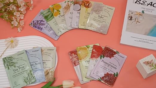 KONEUK 14 Pack Sheet Face Masks Skincare, Hydrating Face Masks fo - Product Imagery