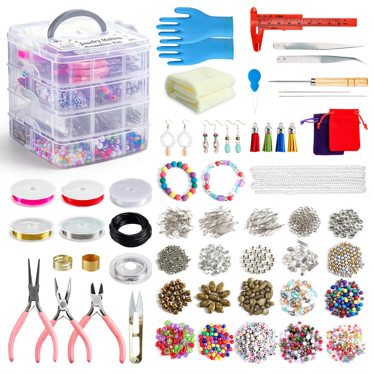 Jewelry Making Kit 1960 pcs Supplies Includes Beads - INSCRAFT Official Imagery - 1