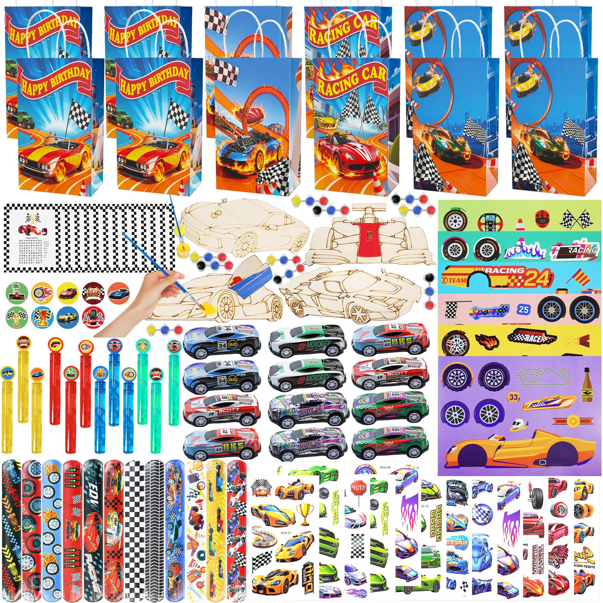 120PCS Race Car Party Favors Set for Kids Racing Party - HandTool Official Imagery - 1
