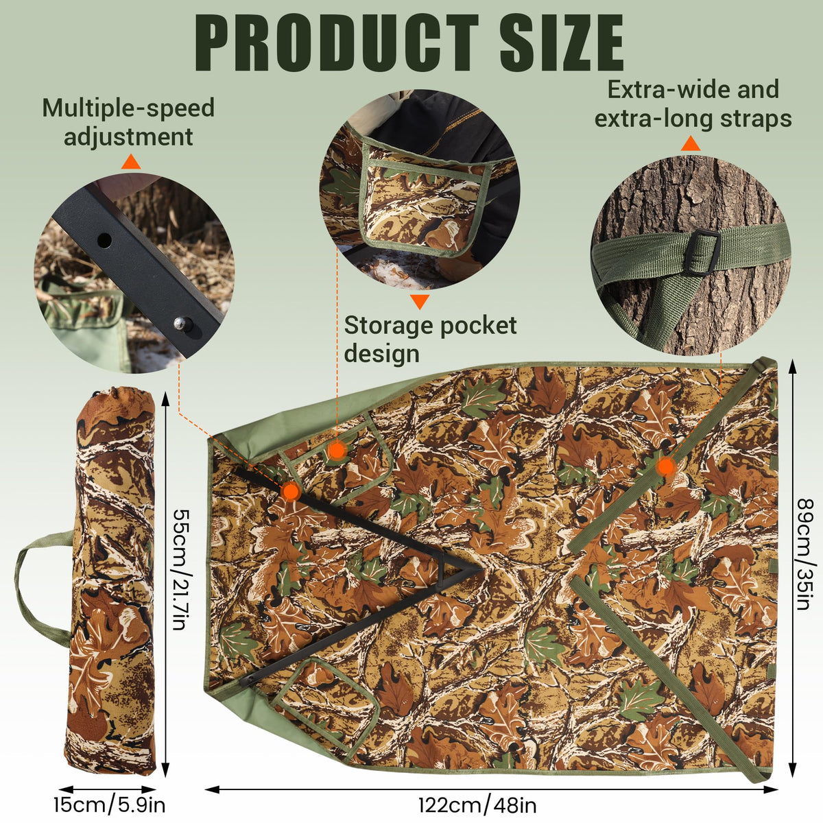 Outdoor Low Profile Hunting Chair Camping Chair Camo Hangs - NeoBorder Official Imagery - 3