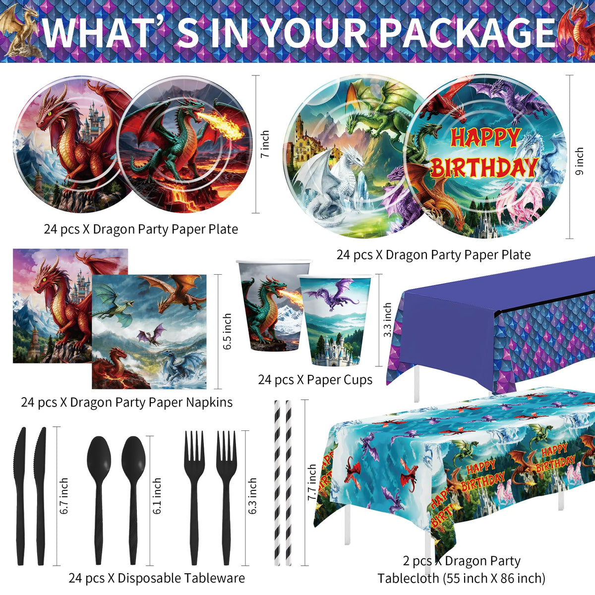 Magical Fantasy Flying Dragon Birthday Party Decorations - HOAKWA Official Imagery - 4