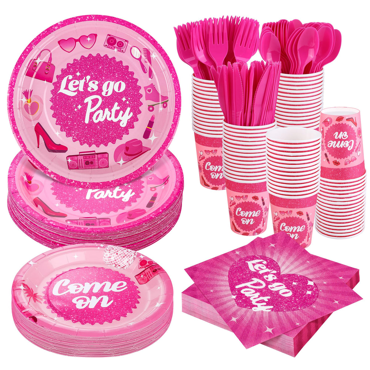 400 Pieces Let s Go Girls Party Tableware Sets Including - Kochorie Official Imagery - 1