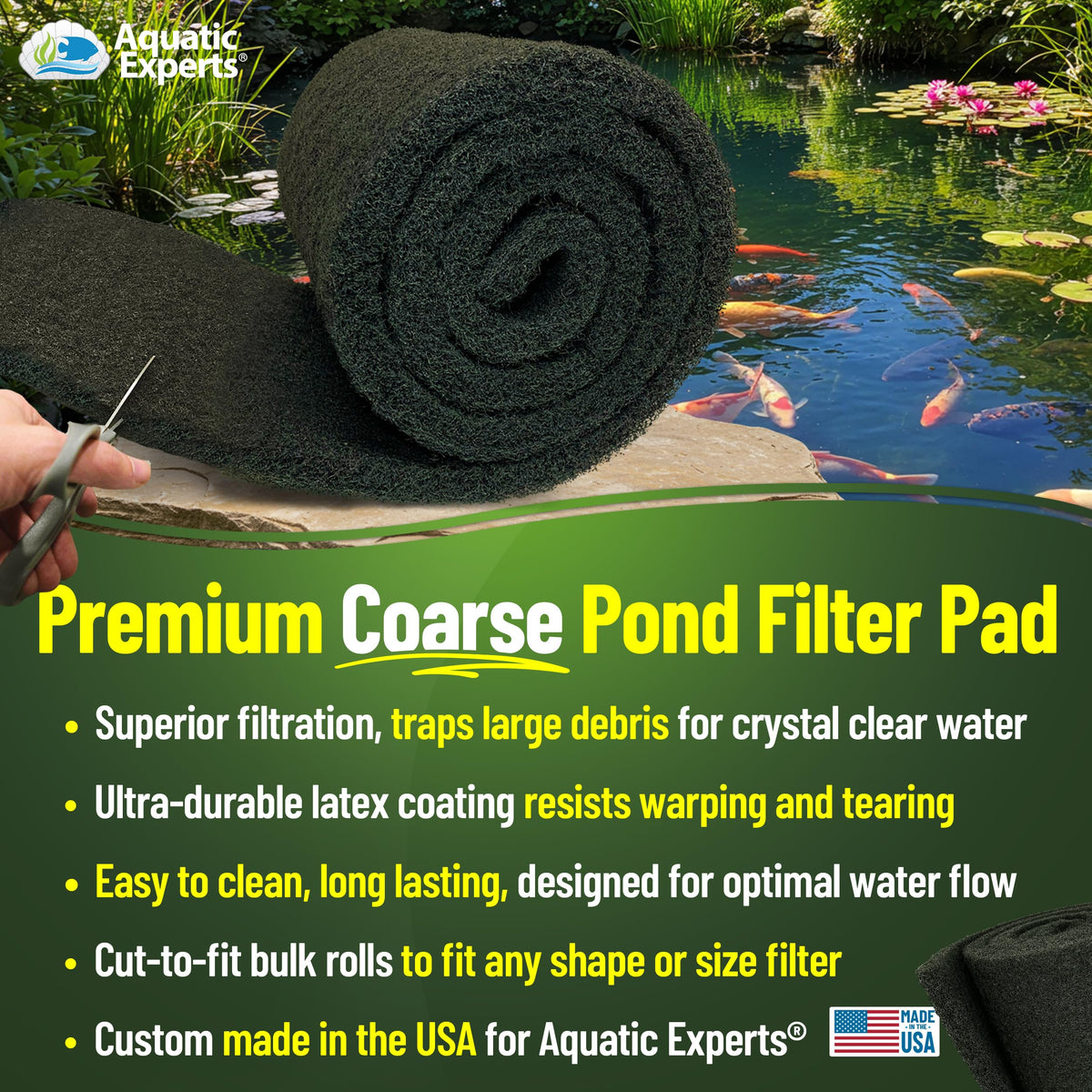 Aquatic Experts Classic Koi Pond Filter Pad COARSE Bulk Roll - Aquatic Experts Official Imagery - 3