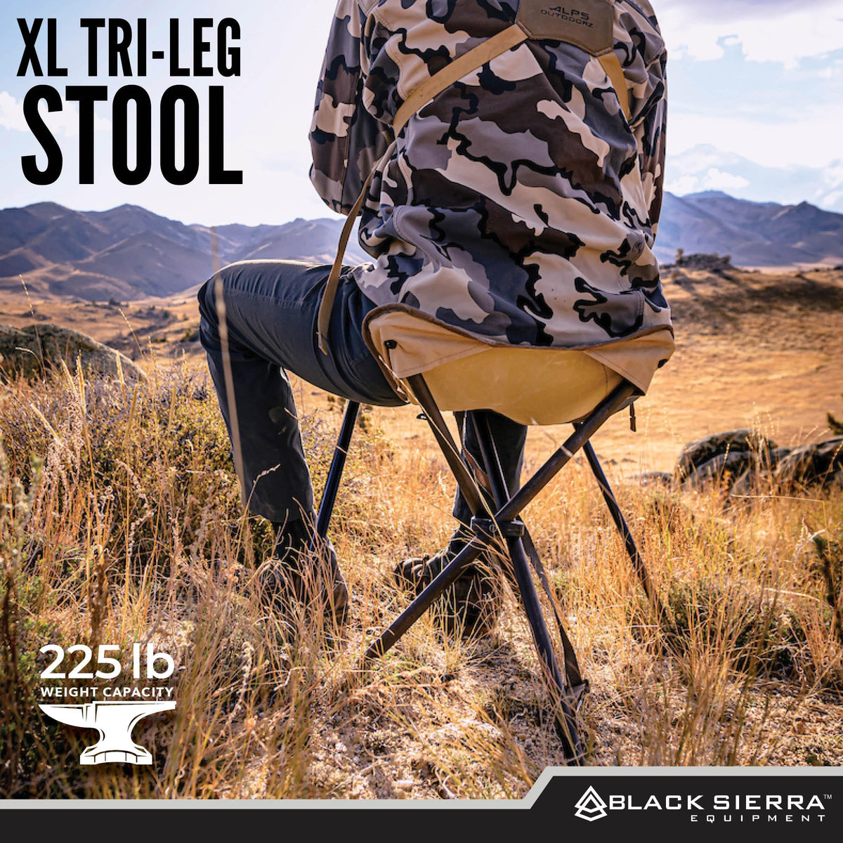 Black Sierra Folding Hunting Stool Lightweight Portable Seat - Black Sierra Equipment Official Imagery - 5