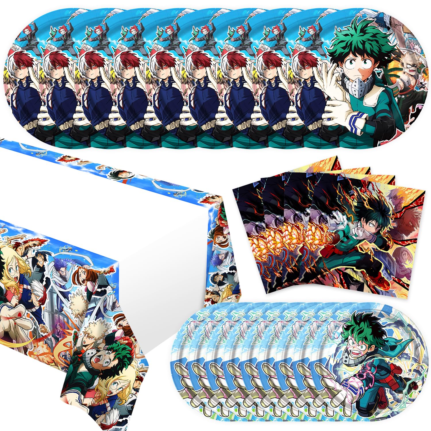 41pcs My-Hero Academy Party Supplies include 10 7'' plates,10 - Product Imagery