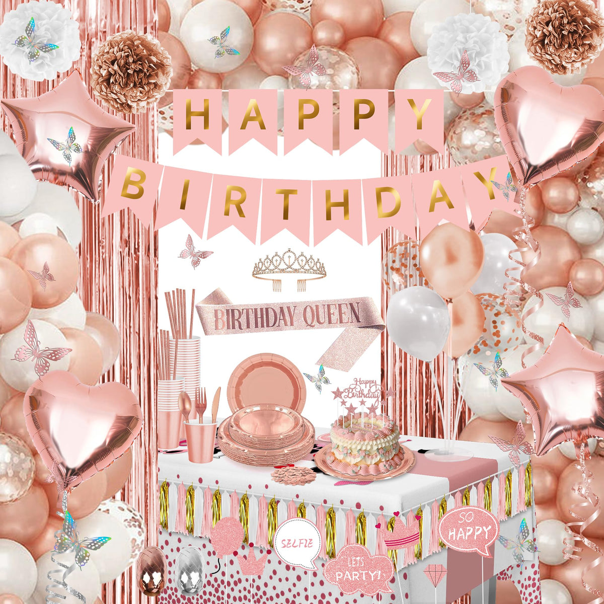 Birthday Decorations for Women or Girl Rose Gold Balloons - AFDBPXM Official Imagery - 1