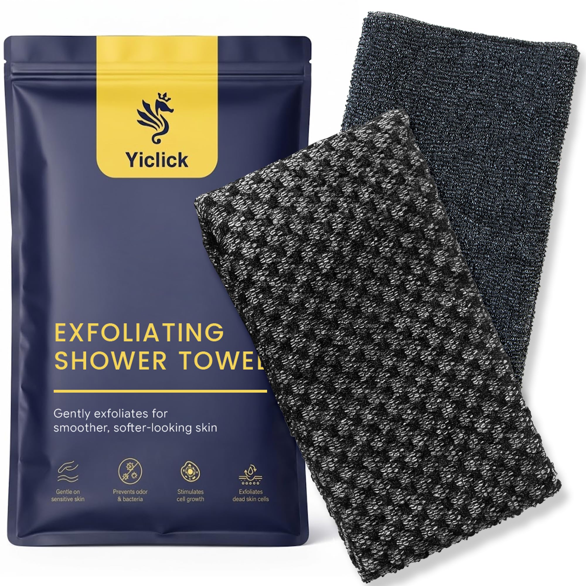 2 Pack Exfoliating Washcloth Towels - Yiclick Official Imagery - 1