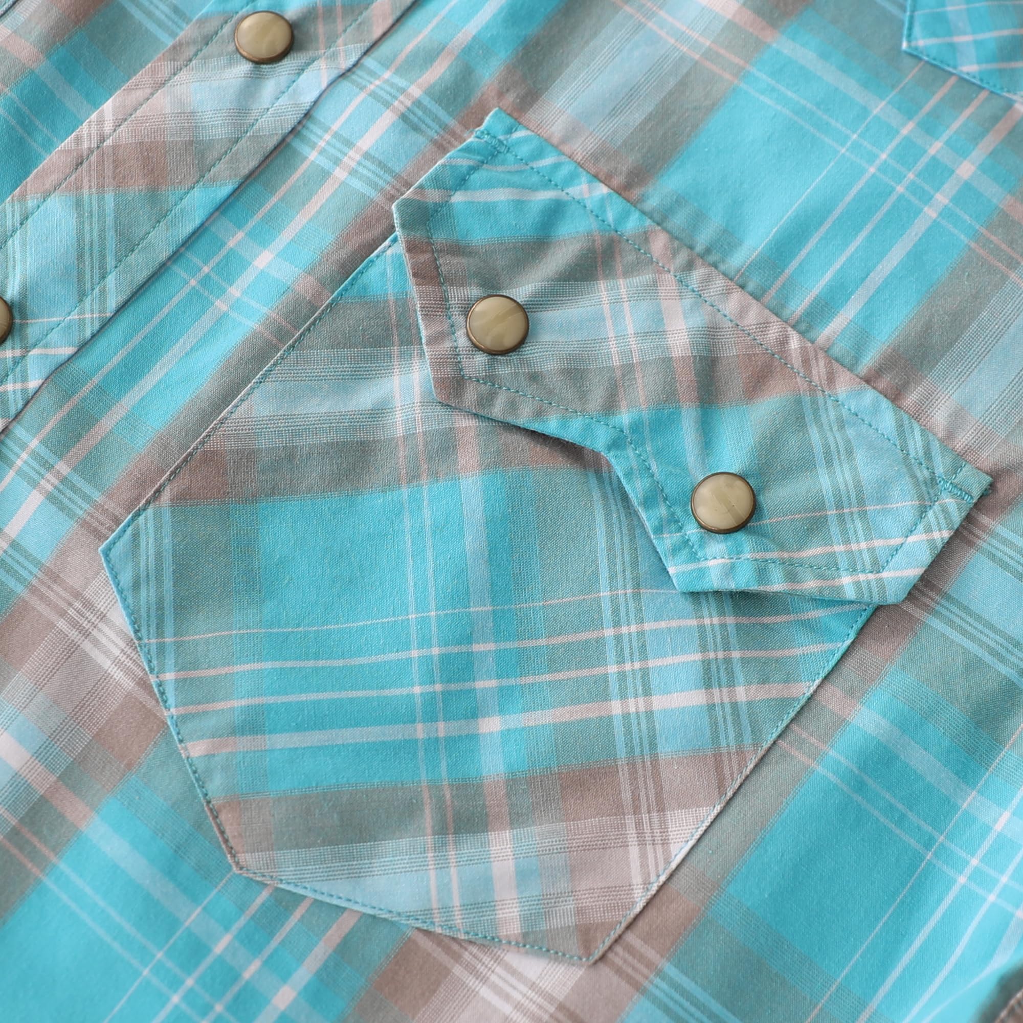 Dubinik® Pearl Snap Western Shirt for Men Short Sleeve 2 Sawtooth Pocket - Dubinik Official Product View 5