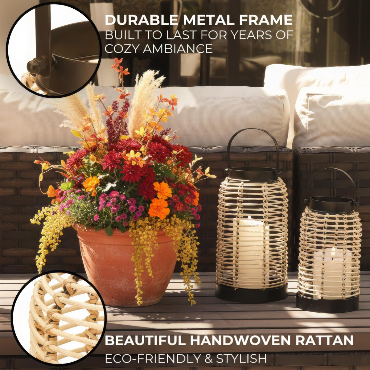 Natural Rattan Boho Lanterns - KIBAGA Official Imagery - 5