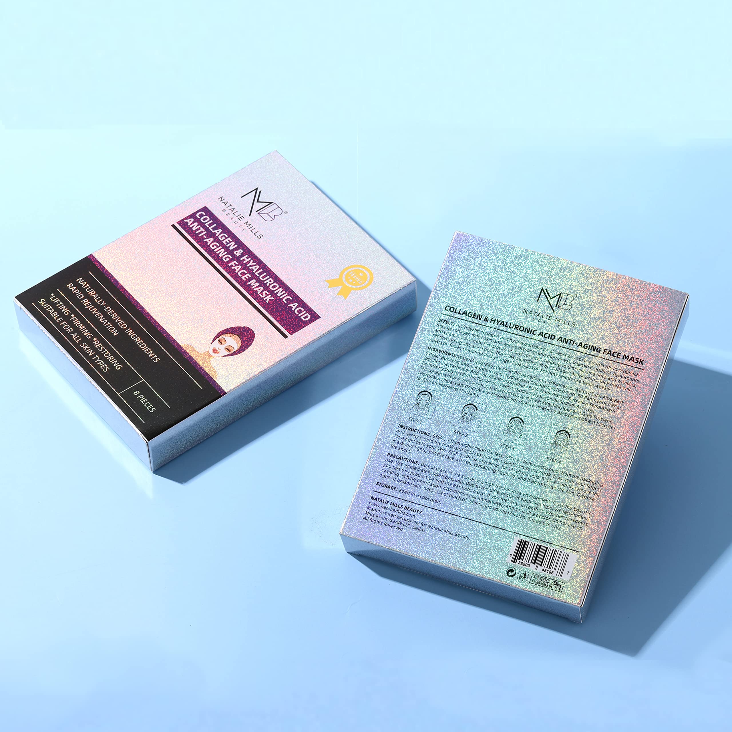 Natalie Mills Collagen & Hyaluronic Acid Anti - Aging SILK Face Mask - Natalie Mills Official Product View 3