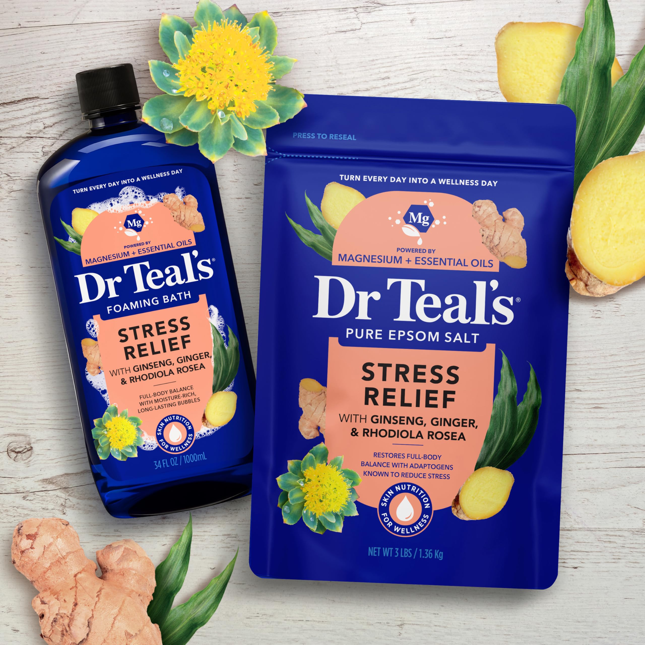 Dr Teal's Epsom Salt Stress Relief Soak with Ginseng & Ginger