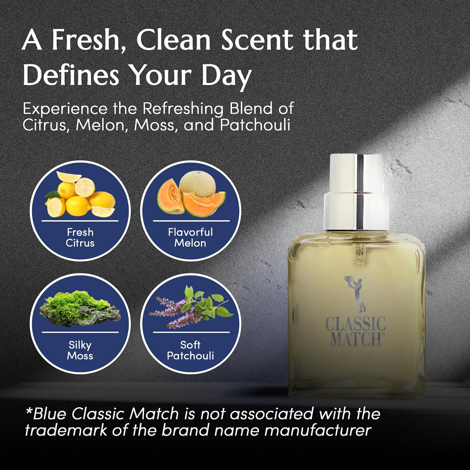 PB ParfumsBelcam Blue Classic Match men's Eau de Toilette spray with sleek blue bottle and fresh, masculine fragrance.