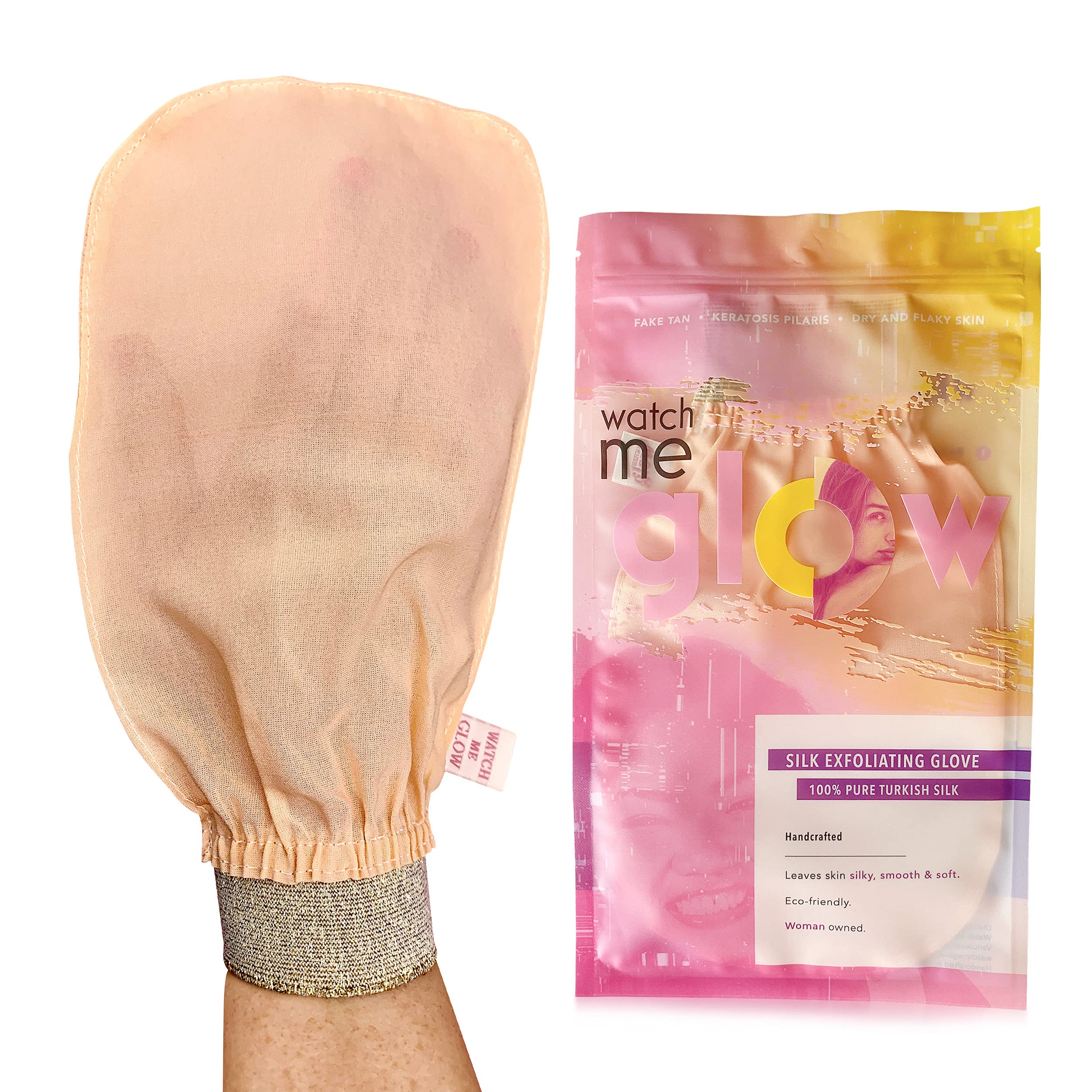 WATCH ME GLOW Silk Exfoliating Glove 100% Turkish Silk DEEP EXFOLIATIN - View 2
