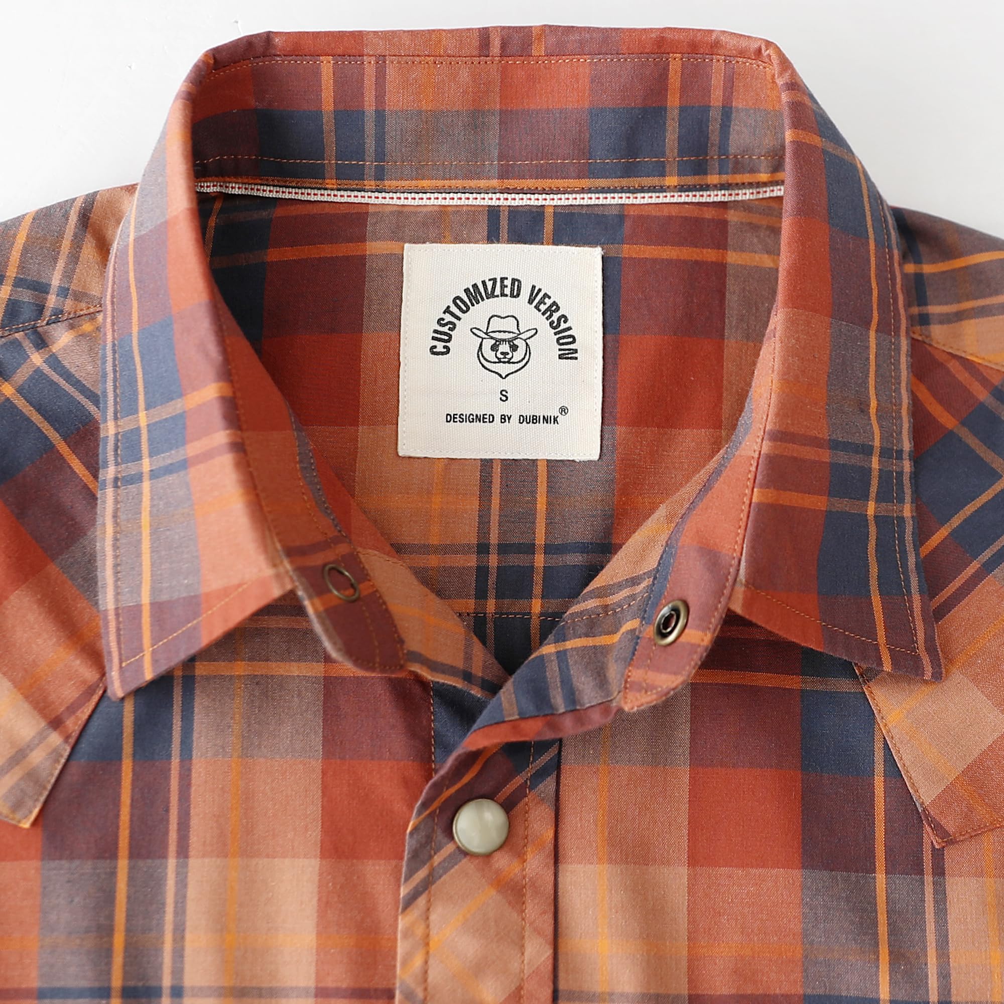 Dubinik® Pearl Snap Western Shirt for Men Short Sleeve 2 Sawtooth Pocket - Dubinik Official Product View 4