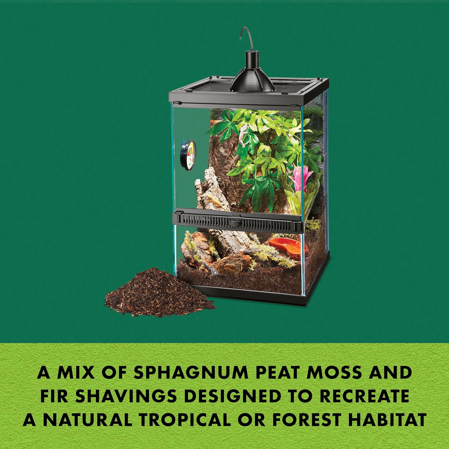 Zilla Reptile Terrarium Bedding Jungle Mix 8 Quart substrate with natural soil and plant material for reptile habitats.
