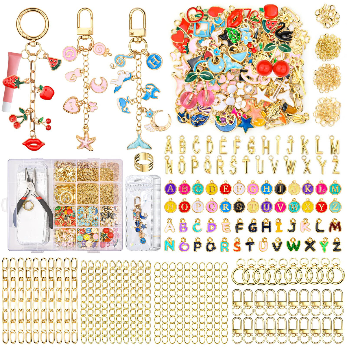 656Pcs Keychain Making Kit Gold Jewelry Making Supplies DIY - Zerivne Official Imagery - 1