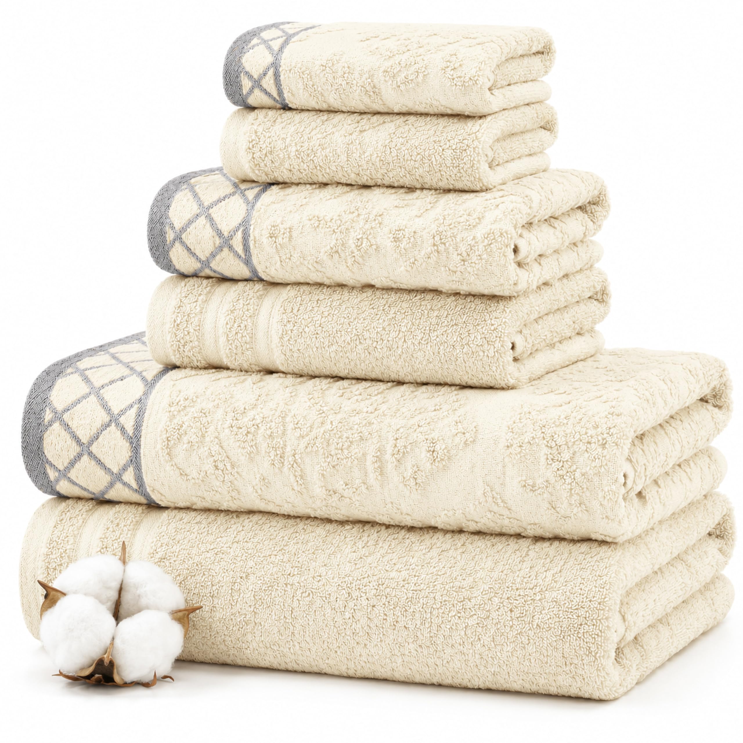 Modern Threads 6 Piece Bath Towel Set – Bathroom Towel Set with - Product Imagery