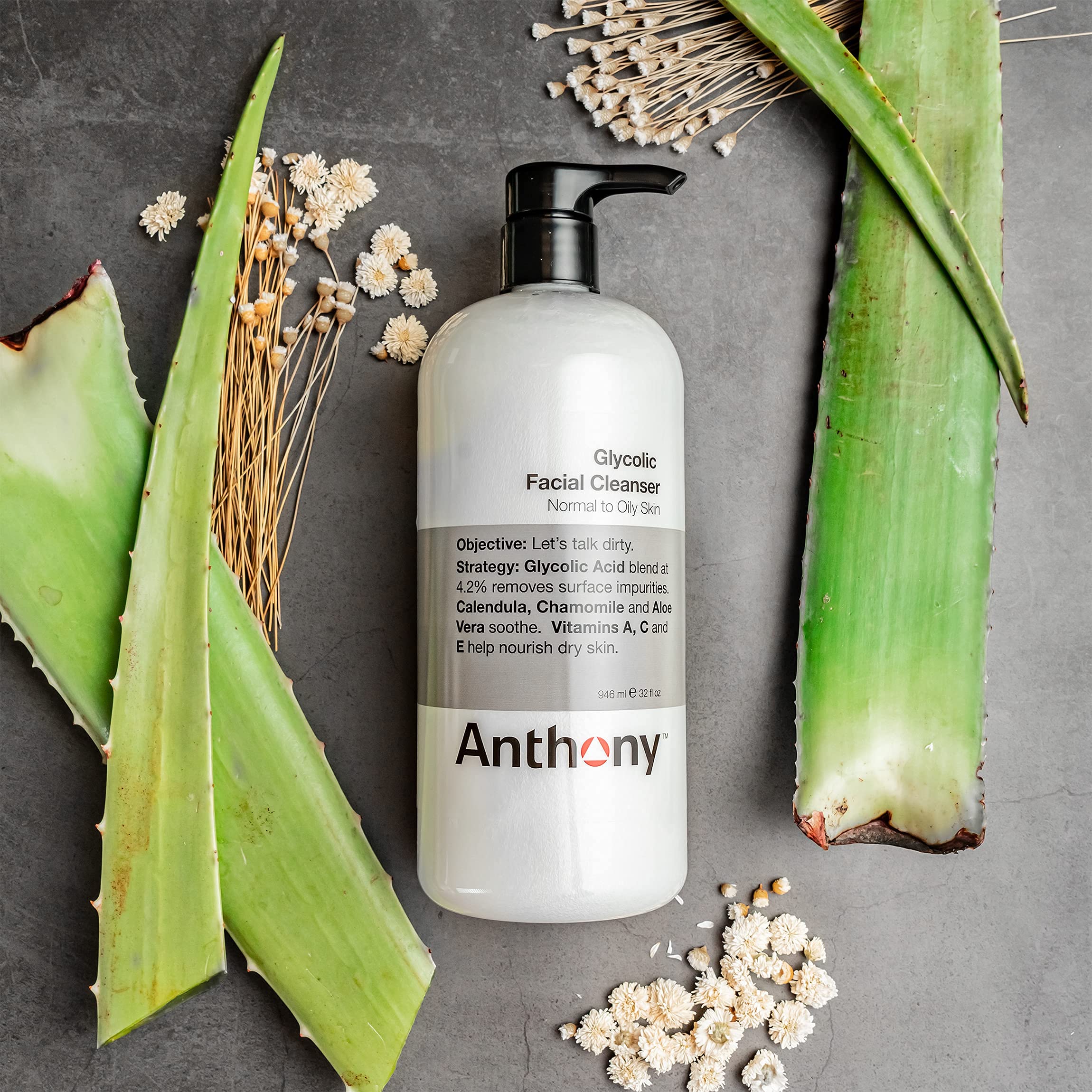 Anthony Glycolic Facial Cleanser for Men, Daily Exfoliating & Hydrating Face Wash, Shave Prep, Non-Foaming, Deep Cleansing, Gentle on Sensitive Skin, Removes Dirt & Oil, Smooths Texture, 32 Fl Oz - Anthony Official Product View 4