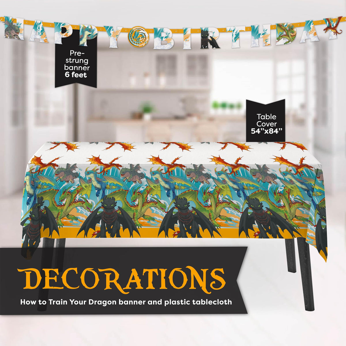 How to Train Your Dragon Party Supplies with Banner Tattoo - Unique Official Imagery - 4