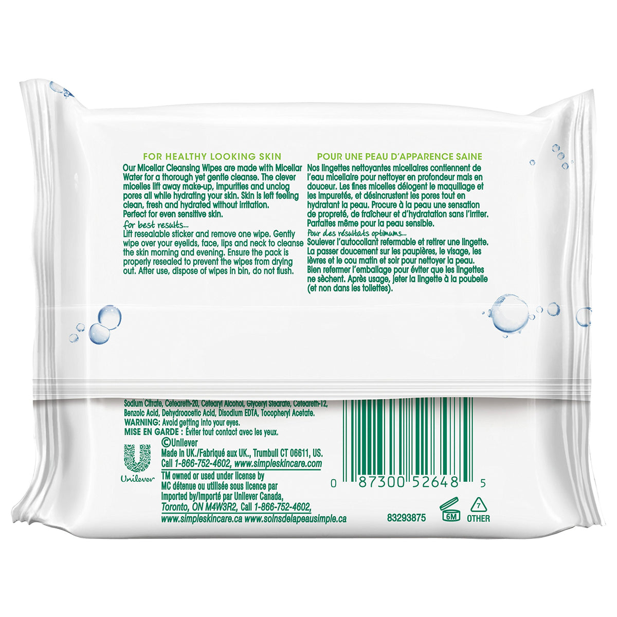 Simple Kind to Skin Cleansing Wipes Micellar 4 Count Gentle - Simple Official Imagery - 3
