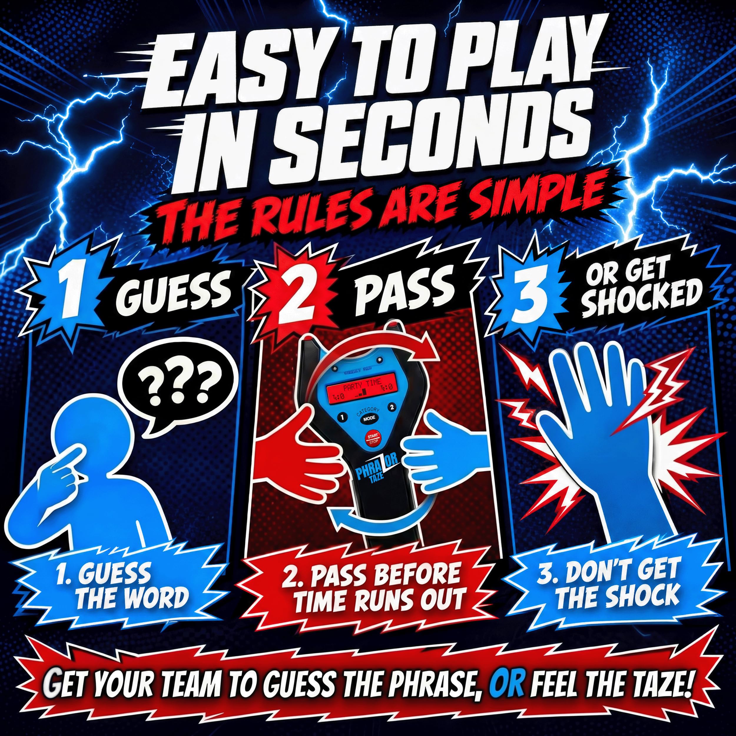 Amped Gamez PhraZor Taze - Electric Shock Word Guessing Party Gam by Amped Gamez - Angle View 3