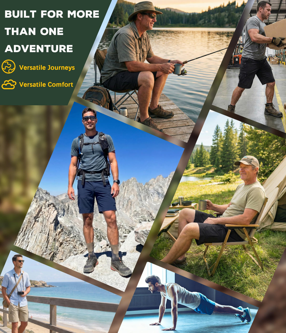 Yufawow Men s Hiking Cargo Golf Hybrid Shorts 9 Lightweight - Yufawow Official Imagery - 8