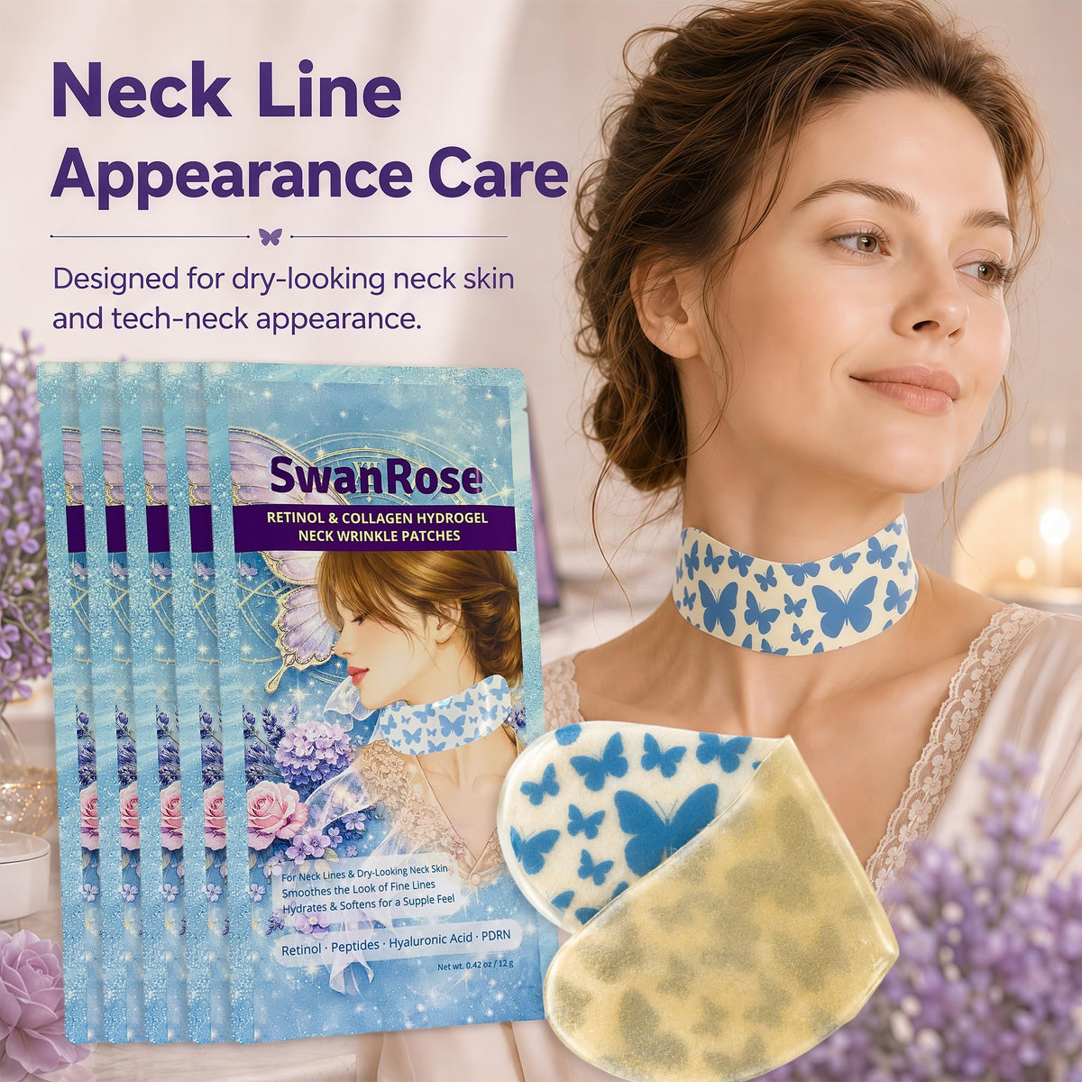SwanRose Hydrogel Neck Wrinkle Patches Collagen Neck Mask - SwanRose Official Imagery - 6