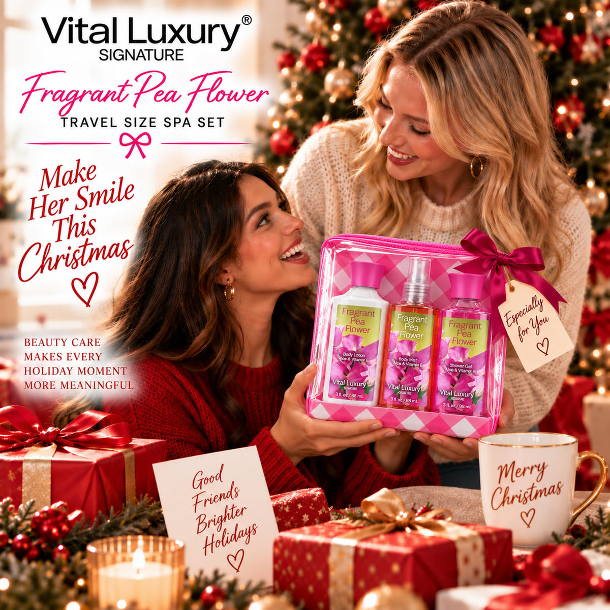 Bath Body Care Travel Set with Fragrant Pea Flower Bath Set - Vital Luxury Official Imagery - 8