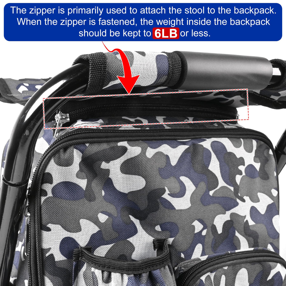 Backpack Stool Cooler Chair Heavy Duty 200 LBS Max Load - Kikerike Official Imagery - 4