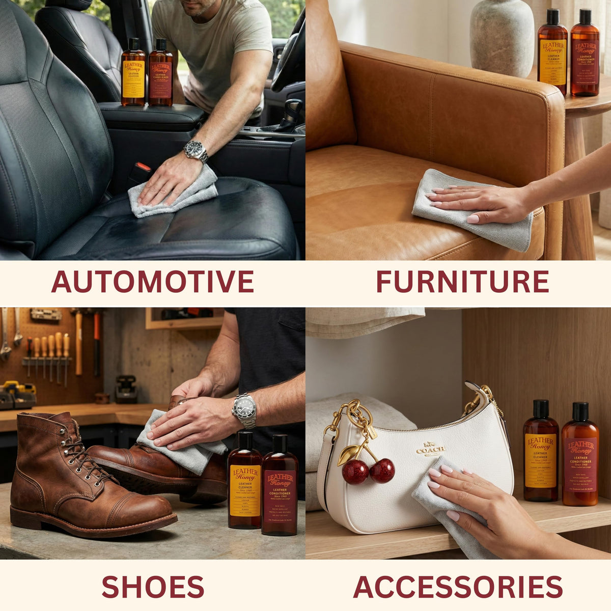 Leather Honey Complete Leather Care Kit Non Toxic Made in - Leather Honey Official Imagery - 3