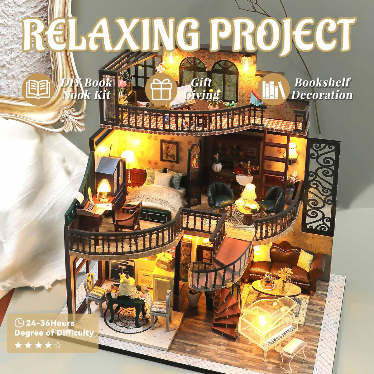 Flever DIY Miniature House Kit Tiny Home Kit with LED Light - Flever Official Imagery - 7