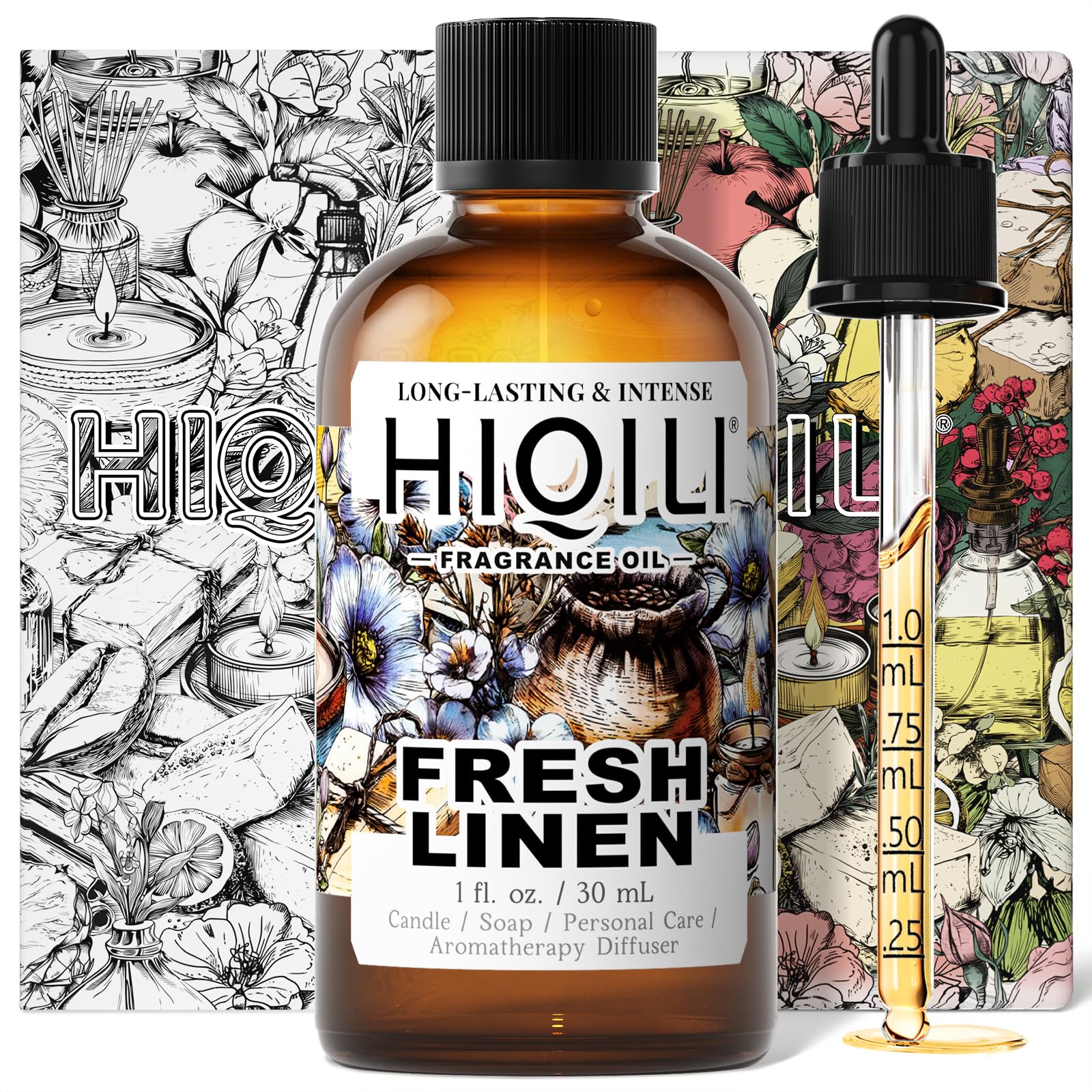 HIQILI Fresh Linen Fragrance Oil for Laundry, Add to Dryer Balls - Product Imagery